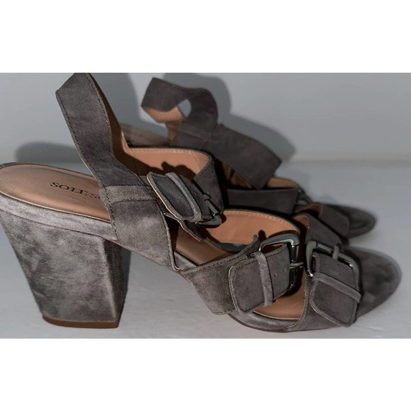 Sole Society Gray Suede 3 strap Sandals size‎ 8.5 - Picture 2 of 6
